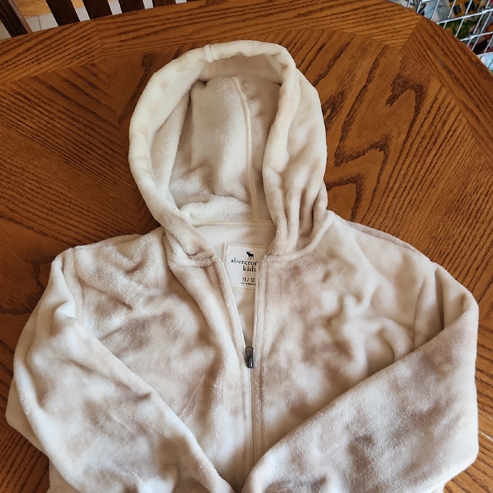 Abercrombie Kids Cream Sherpa Hoodie Sweatshirt
